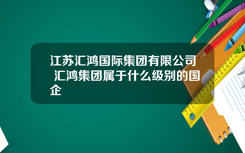 江苏汇鸿国际集团有限公司 汇鸿集团属于什么级别的国企